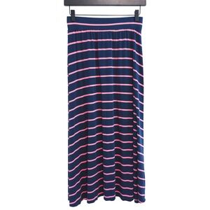 Cherokee Maxi Skirt Girls XL 14-16 Blue Pink Striped Elastic Waist Summer Modest